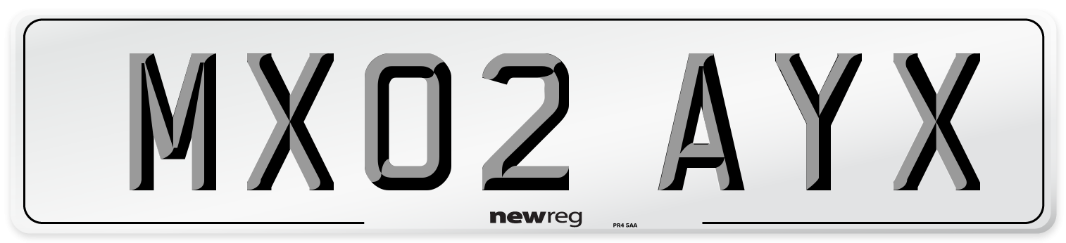 MX02 AYX Number Plate from New Reg